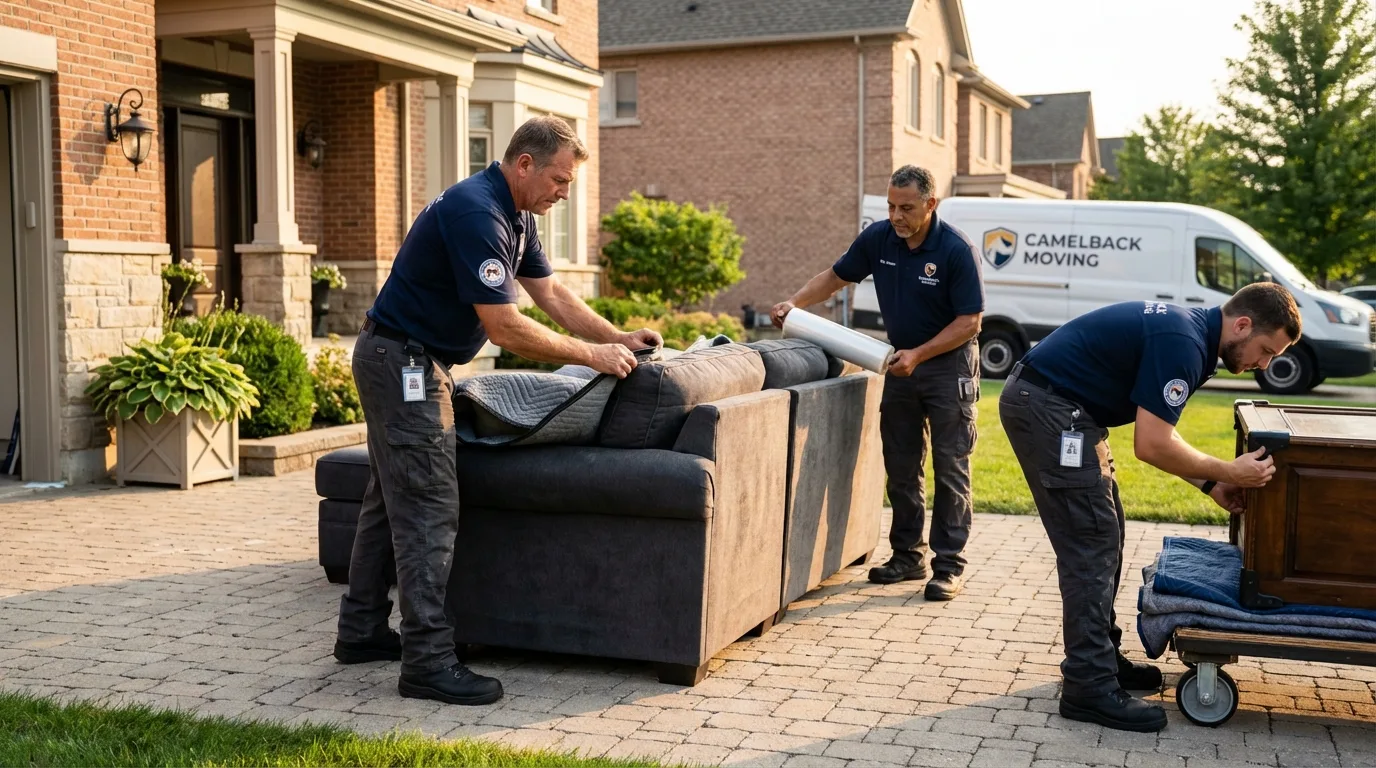 Large estate moving crew wrapping furniture in Centreville, MD
